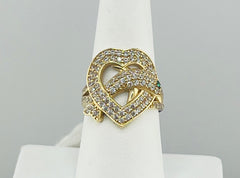 14k ring ladies heart with dolphin stone