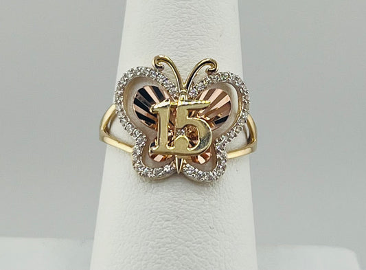 14k ring ladies heart with 15 quinceanera