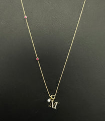 10k gold 0.10ct diamond letter necklace
