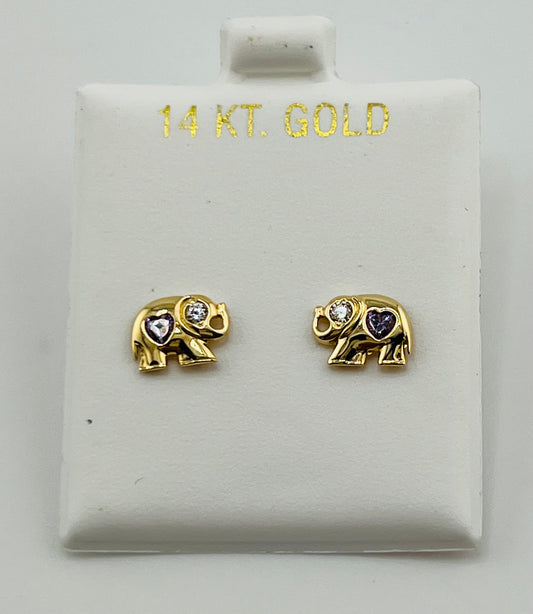 14k Baby earing elephant