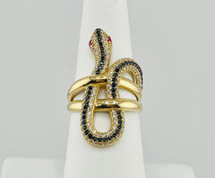 14k ring snake white and black