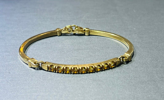 14k solid gold bangle bracelet with yellow stones