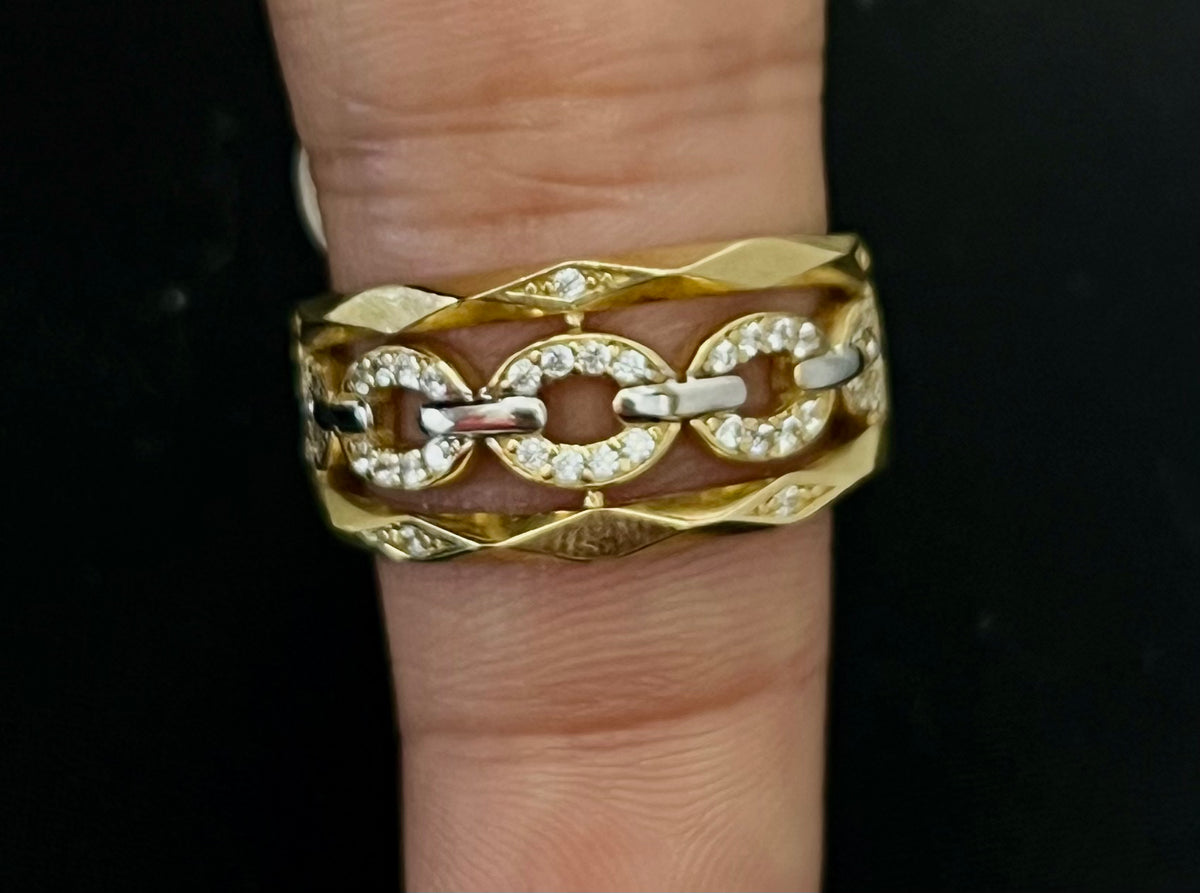 14k gold ring chains with white stones