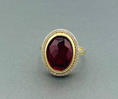 14k red stone oval
