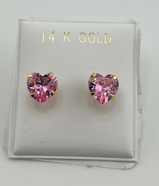 Baby earing pink stone heart shape