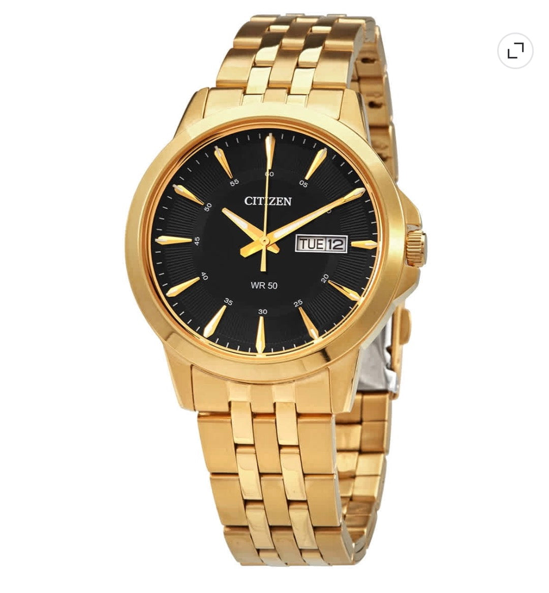 Citizen Quartz black dial Gold tone men’s watch Bf2013-56E