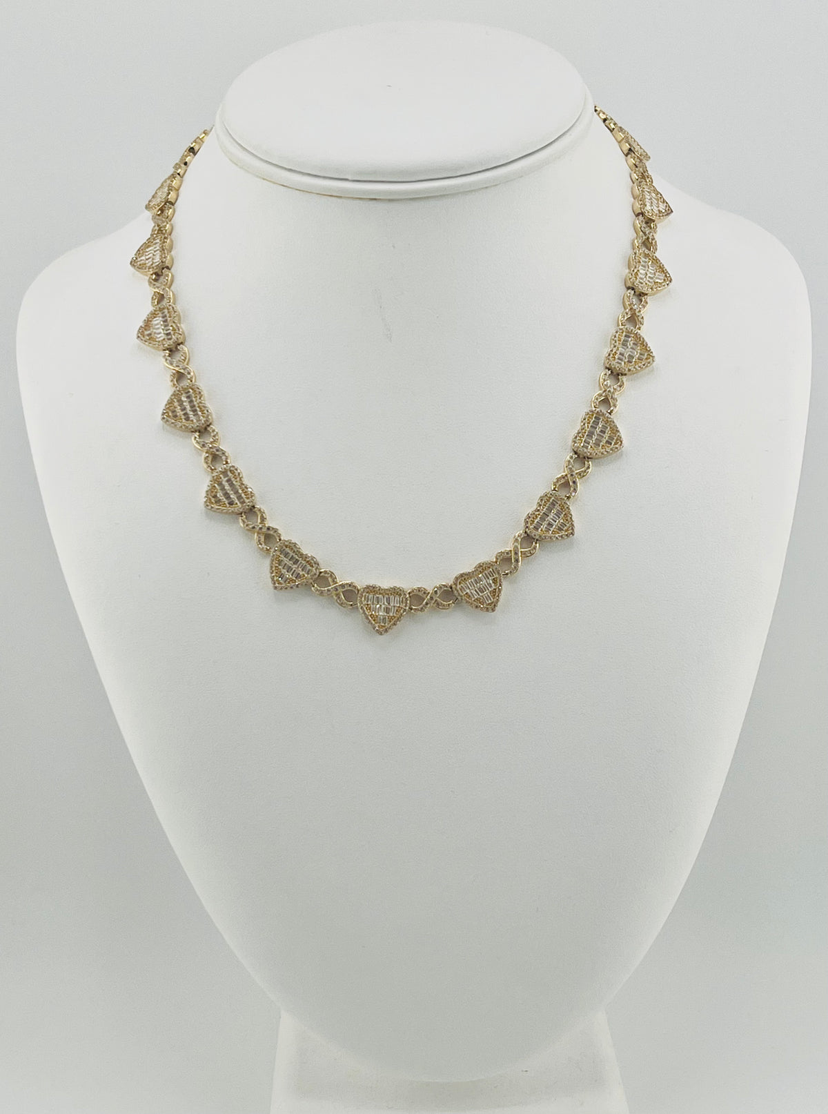 14k necklace infinity and heart stones