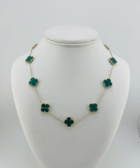 14k necklace green flower