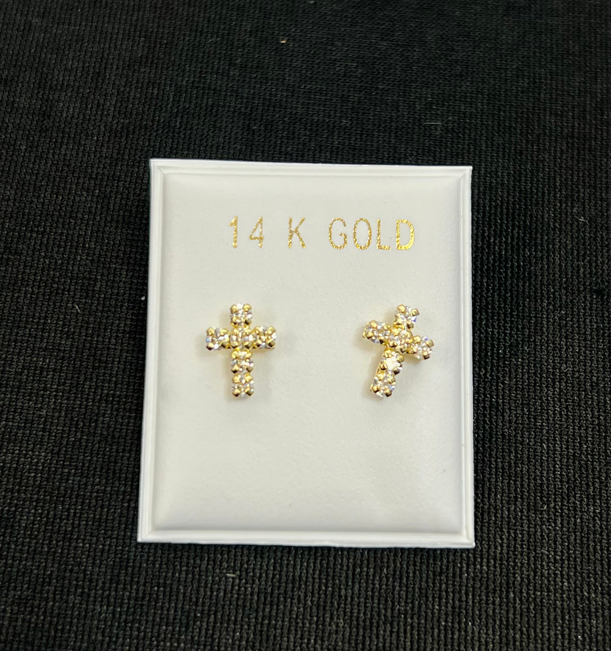 14k cross earrings with stones