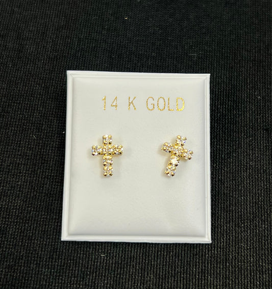 14k cross earrings with stones