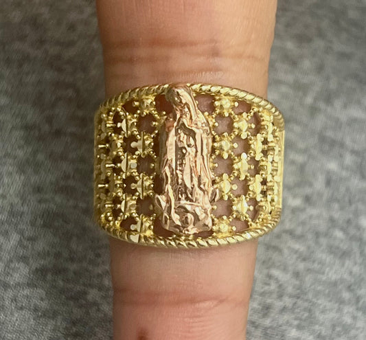 14k wide ring Guadalupe virgen