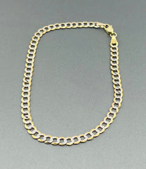 14k ankle bracelet cuban diamond cut.