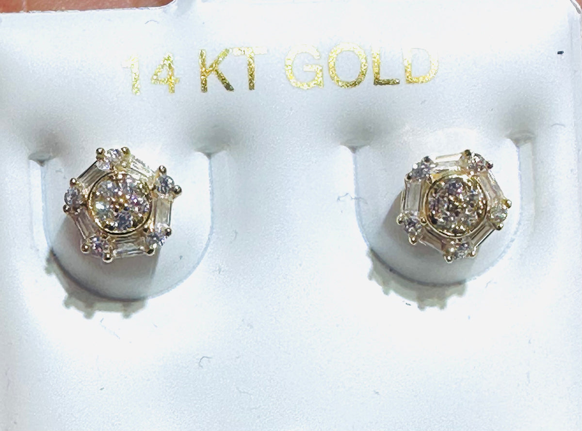 14k earing stones round screw back