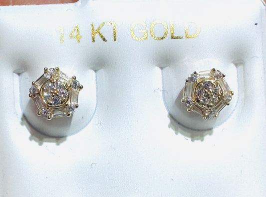 14k earing stones round screw back