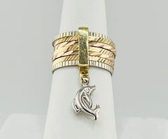 14k 3color Semanario with dolphin