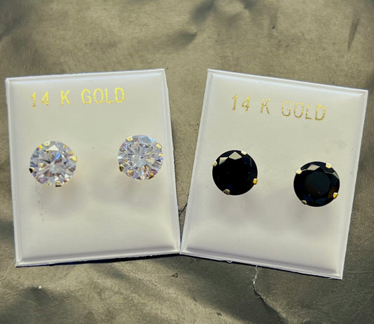 14k Very big stone earring (black OR white) (contact for color)