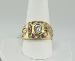 14k men ring multicolor stone