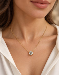 14k necklace with round lab diamond 1.00 CT VS