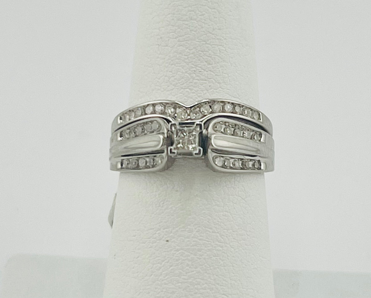 14k ring ladies white gold diamond