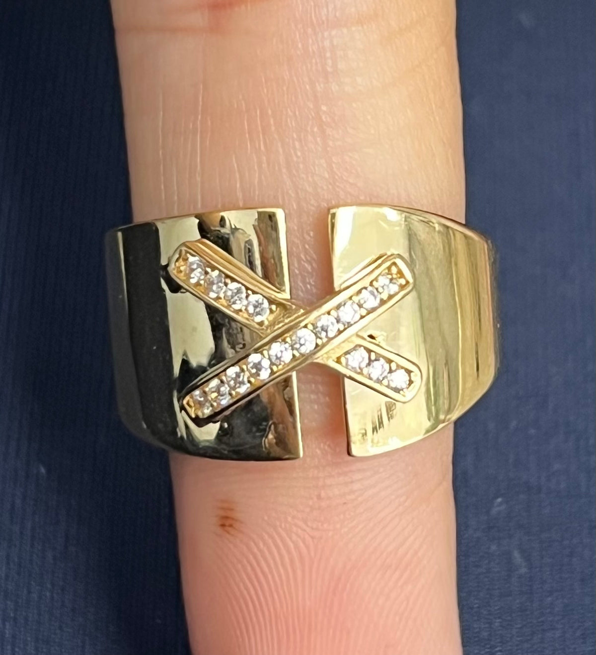 14k X ring with stones
