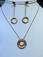 14k rose gold earing and necklace set