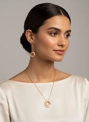 14k rose gold earing and necklace set