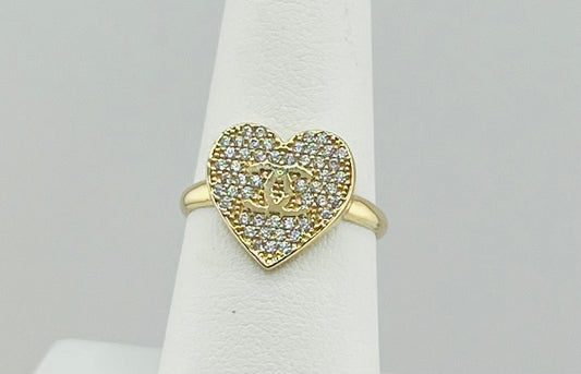 14k ring ladies heart with stone