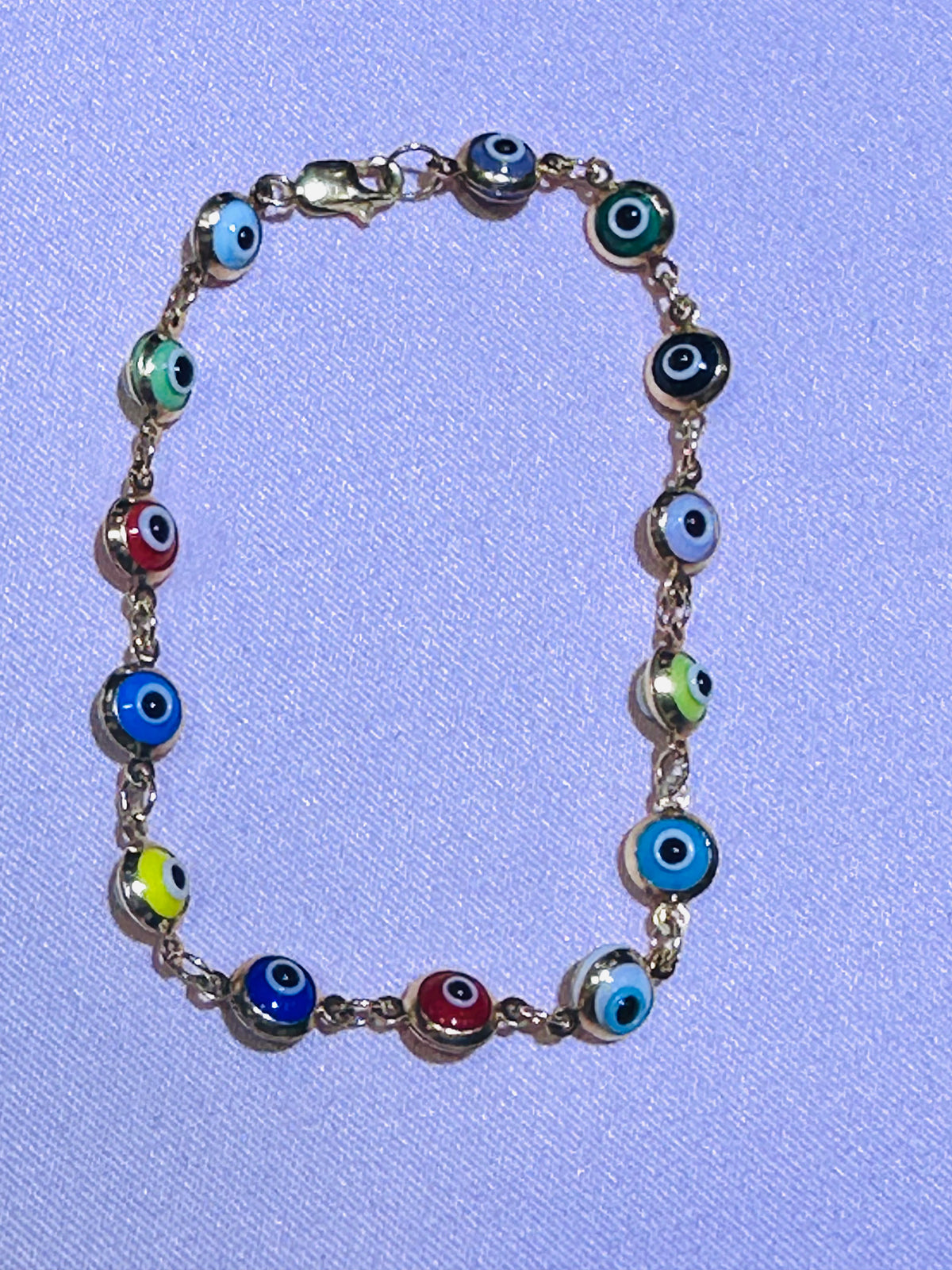 14k multy color eye bracelet 6” kids