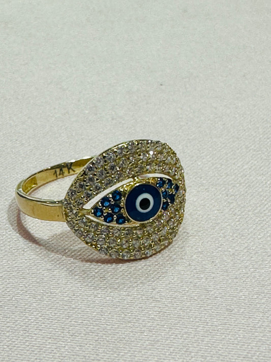 14k ring eye blue