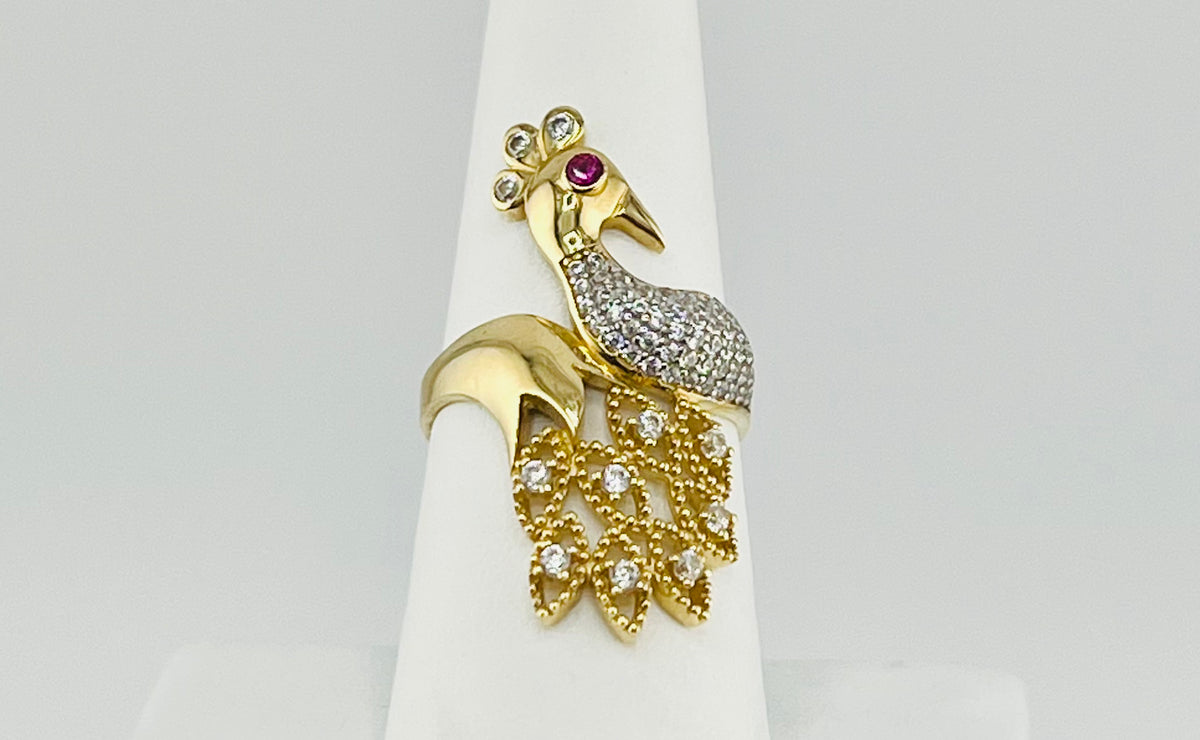 14k ring peacock