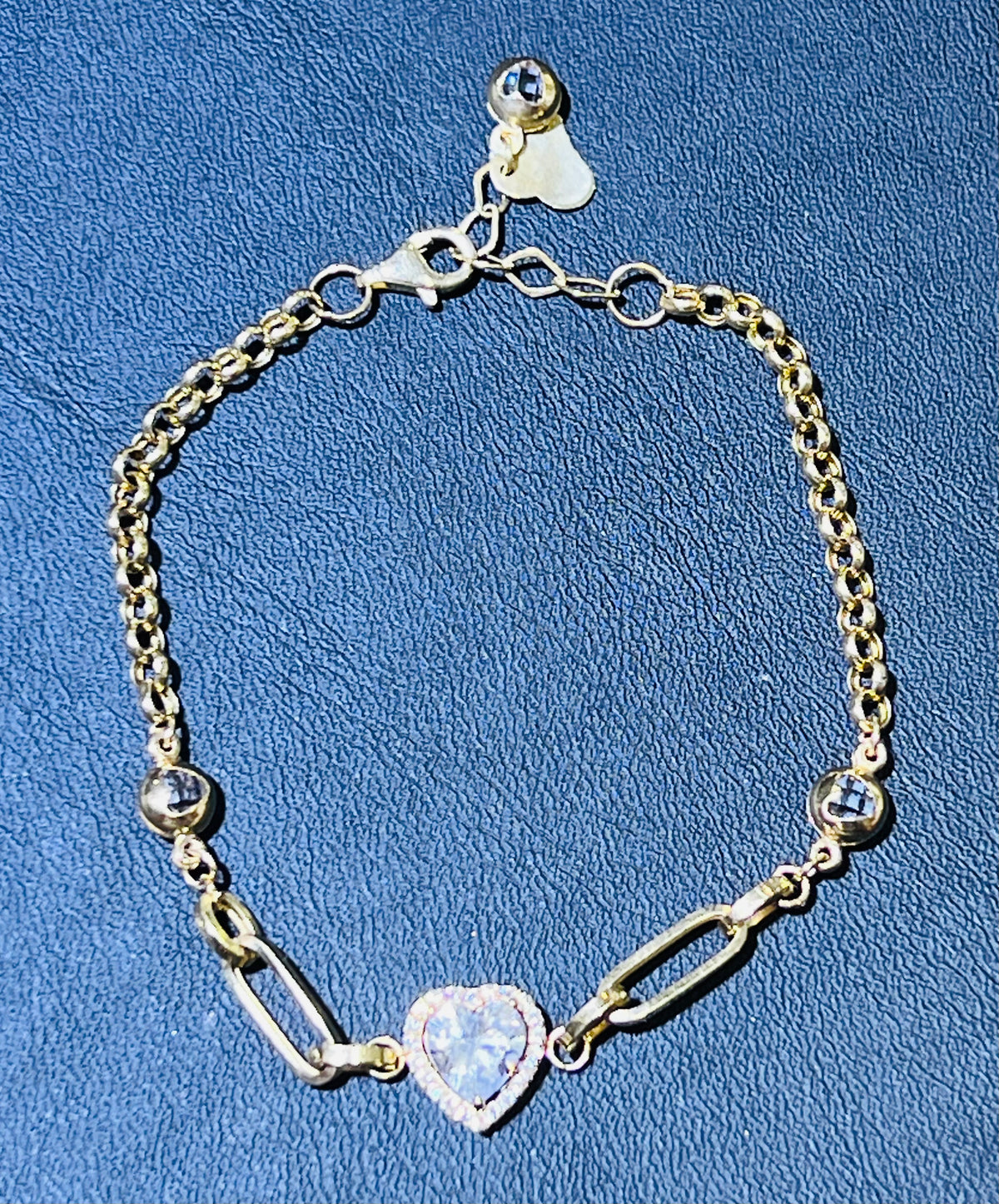 14k bracelet heart stone