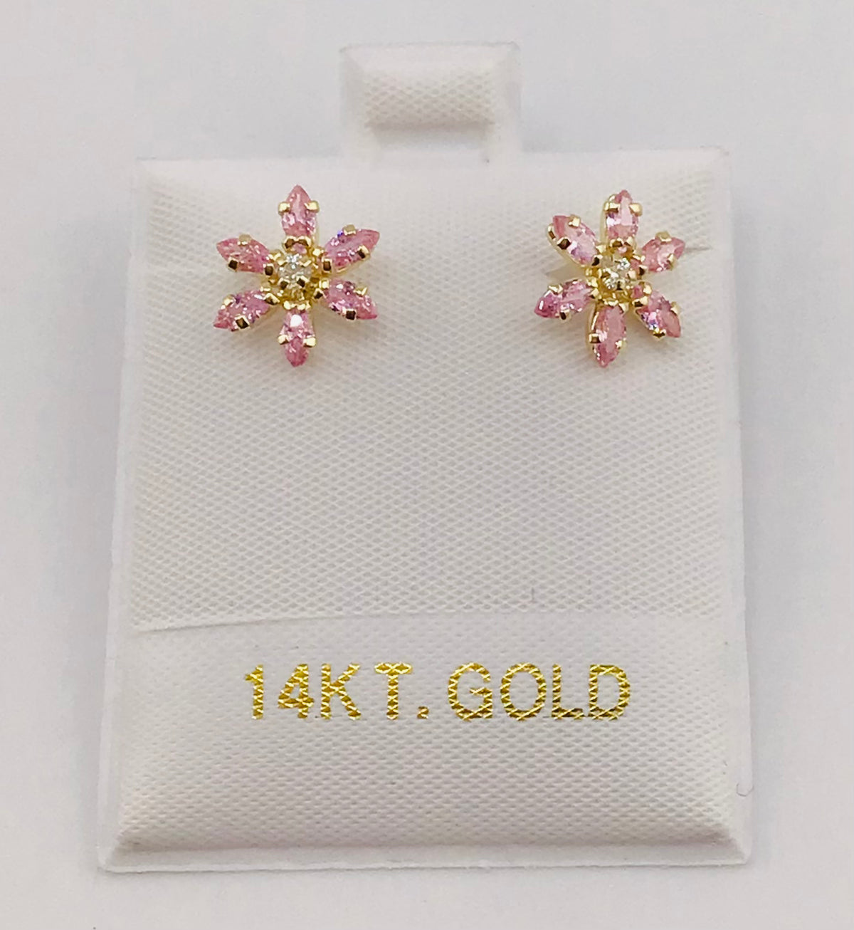 14k Baby and ladies earing flower rosada rose screw back