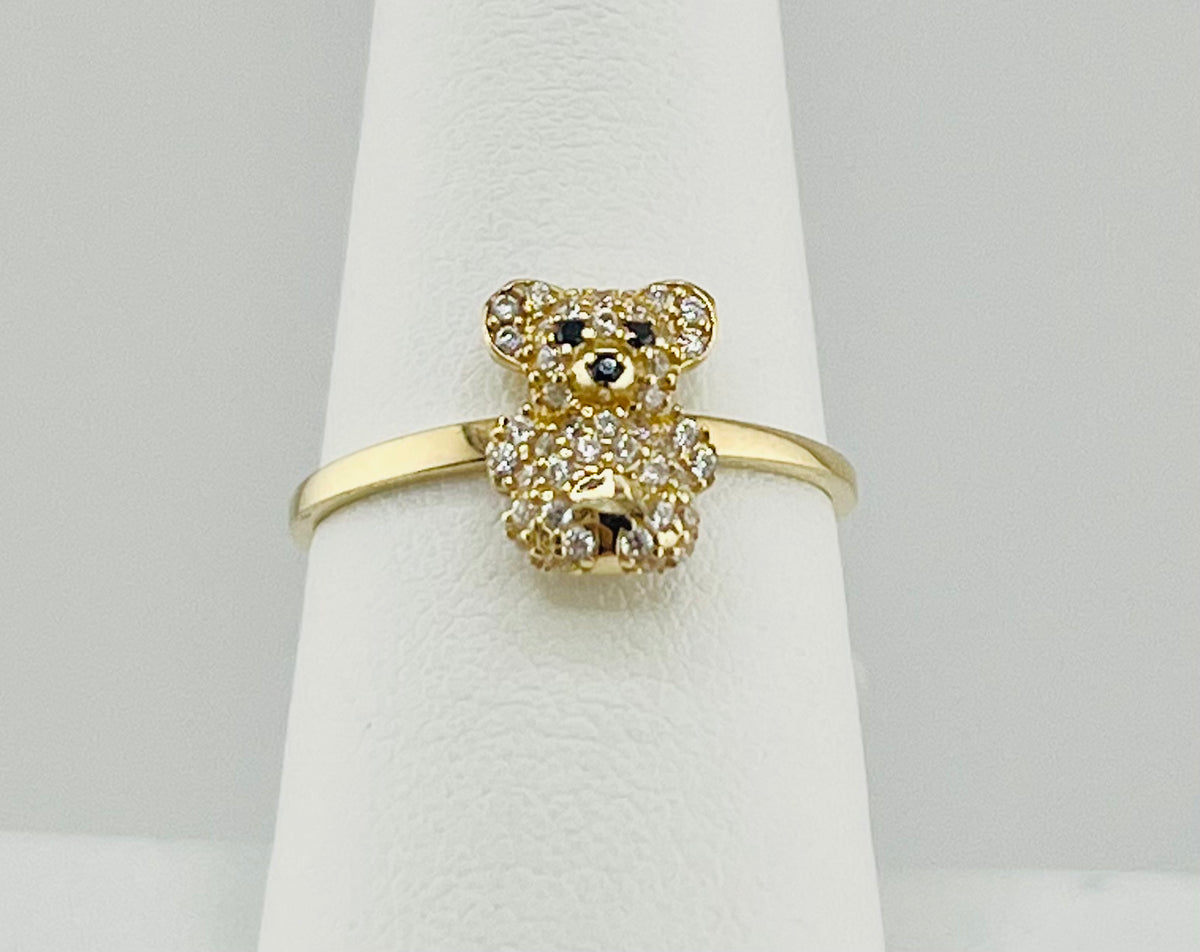 14k ring teddy bear small with stone
