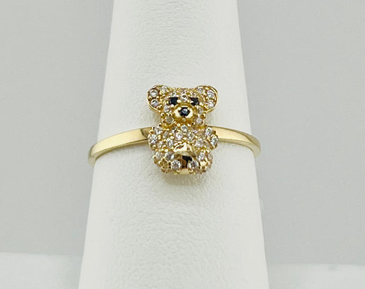 14k ring teddy bear small with stone