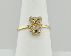 14k ring teddy bear small with stone