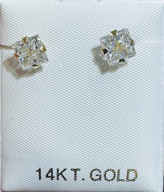 14k earing square screw back