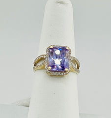 14k Ring design purple square stone