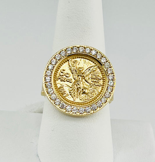14k Ring gold 50 pesos mexicanos design