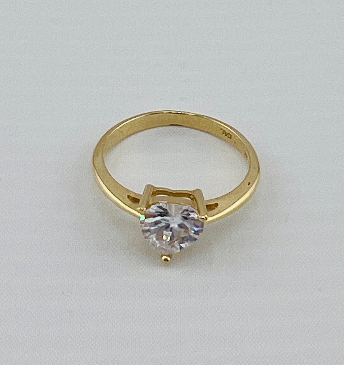 14k ladies heart stone ring