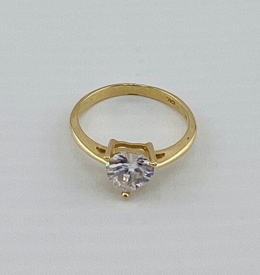14k ladies heart stone ring