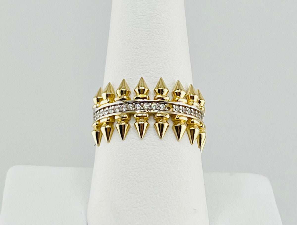 14k ring with spikes and stones