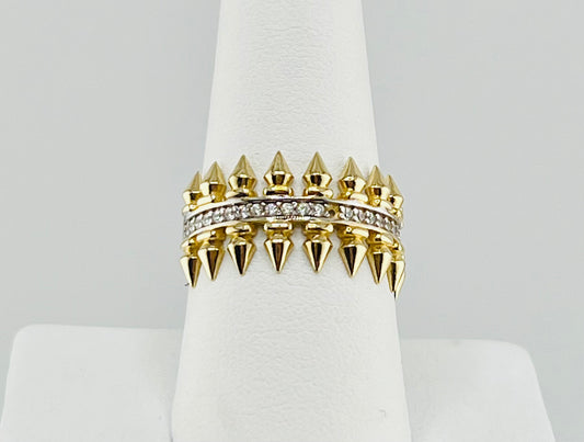 14k ring with spikes and stones