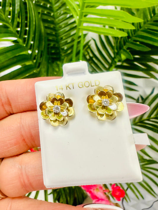 14k flower yellow solid gold
