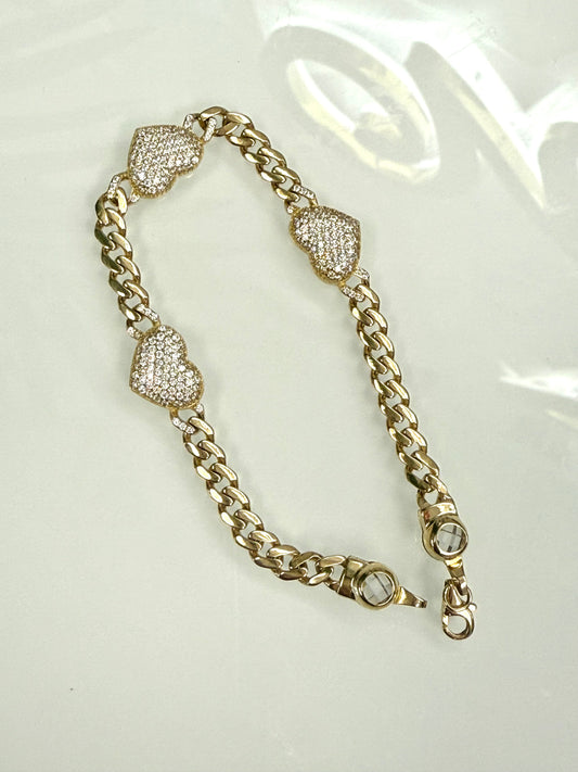 14k Stone heart in Monaco bracelet
