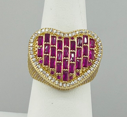 14k ring ladies heart with stones