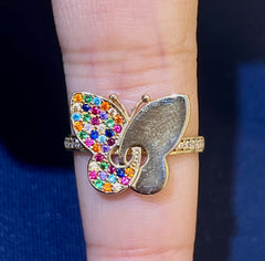 10k butterfly ring all colored stones