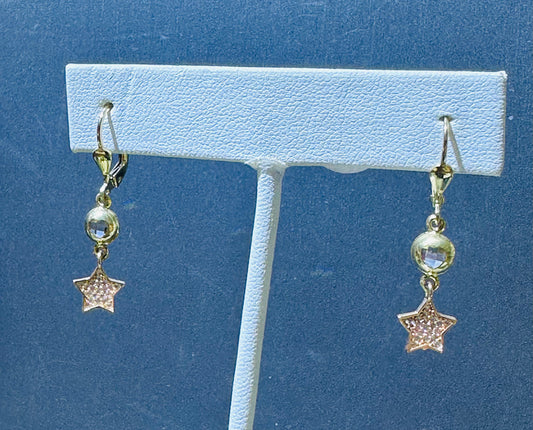 14k earings long pink star