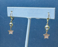 14k earings long pink star