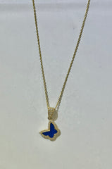 14k chain necklace 18” with blue butterfly pendant