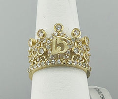14k Quince (15) tiara ring